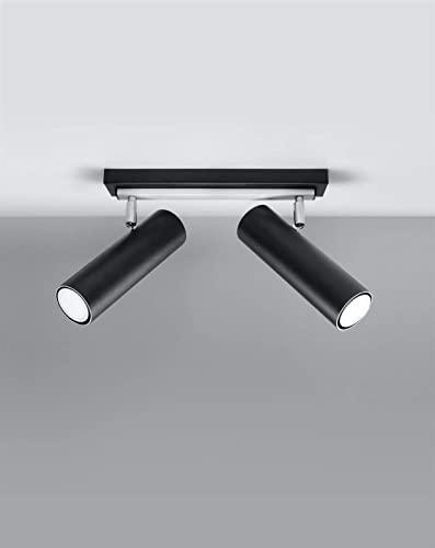 SOLLUX Plafón DIREZIONE Lámpara Doble Plafón Acero Bombilla LED Pantalla Redonda Minimalista Fácil Instalación Color Negro 30x16x8 cm 30 x 10 x 16 cm