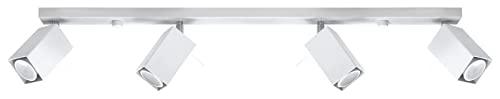 SOLLUX LIGHTING Merida 4L Plafond Lámpara de techo minimalista para interiores Soporte de pantalla móvil Bombilla GU10 4 x 40 W 4 x 12 W LED Acero con recubrimiento en polvo Blanco 80 x 6 x 16 cm