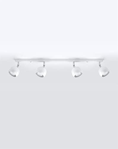 SOLLUX Plafón OCULARE Cuádruple Plafón Iluminación Acero Bombilla LED Pantalla Redonda Minimalista Fácil Instalación Color Blanco 80x16x8 cm 80x10x16cm