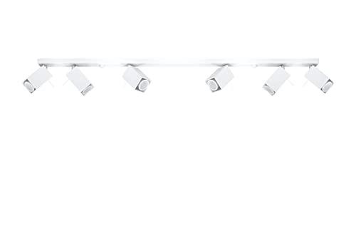 SOLLUX LIGHTING Merida 6L Plafond Lámpara de techo minimalista para interiores Soporte de pantalla móvil Bombilla GU10 6 x 40 W 6 x 12 W LED Acero con recubrimiento en polvo Blanco 118 x 6 x 16 cm