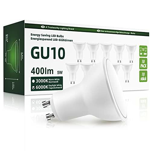 OGADA Bombilla LED GU10, Color blanco frío 6000K, 400 Lúmen