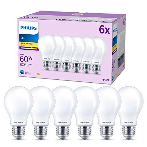Philips Bombilla LED, casquillo E27, 7w, blanco calido 2700kelvins