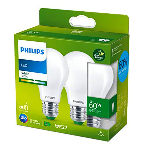 Philips Bombilla LED ultra eficiente, paquete de 2 unidades