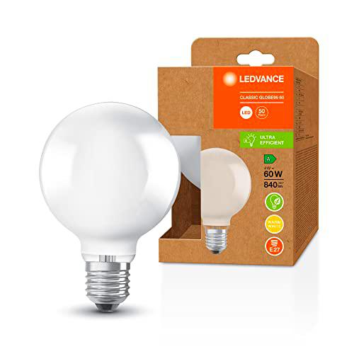 LEDVANCE Lámpara LED, globo esmerilado, E27, blanco cálido (3000K)