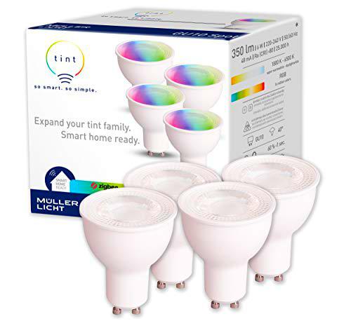 tint Juego de 4 bombillas LED inteligentes GU10, reflector blanco (tonos blancos y luz de color)