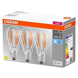 OSRAM LED Classic A75, lámparas LED de filamento transparente de vidrio para E27
