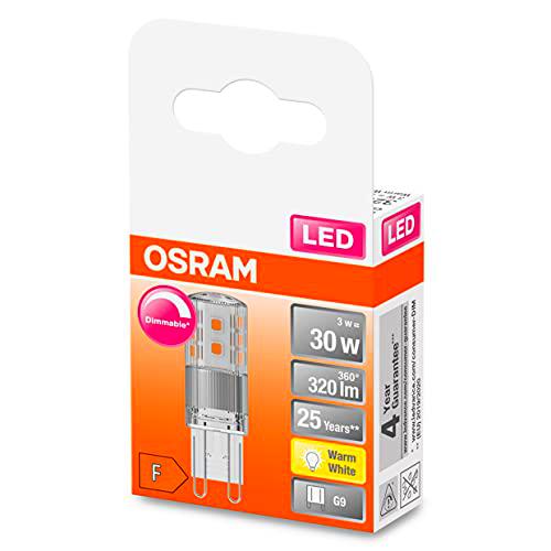 OSRAM Lámpara LED PIN regulable con casquillo G9, blanco cálido (2700K)