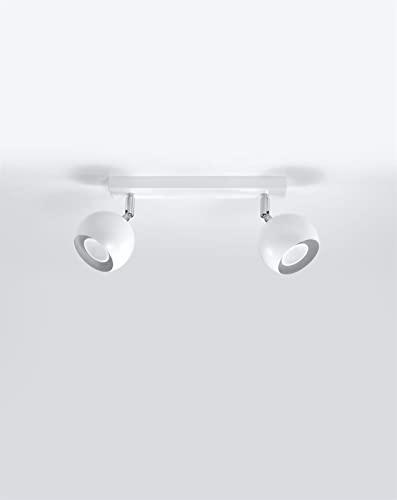 SOLLUX Plafón OCULARE Lámpara Doble Plafón Acero Bombilla LED Pantalla Redonda Minimalista Fácil Instalación Color Blanco 30x16x8 cm 30x10x16cm