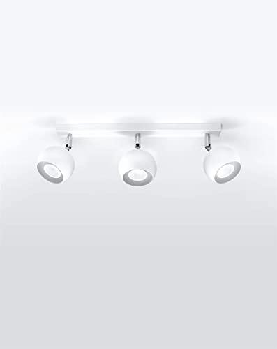 SOLLUX Plafón OCULARE Lámpara Triple Plafón Acero Bombilla LED Pantalla Redonda Minimalista Fácil Instalación Color Blanco 45x16x8 cm 45 x 10 x 16cm