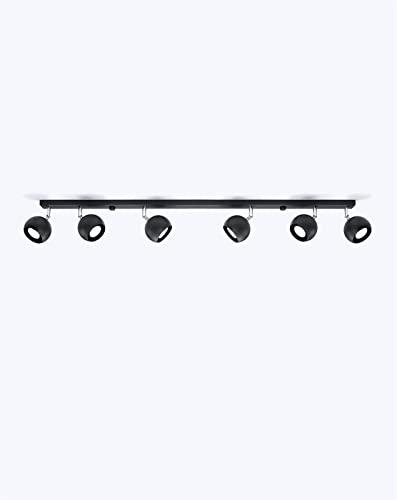 SOLLUX Plafón OCULARE para Seis Lámparas Plafón Acero Bombilla LED Pantalla Redonda Minimalista Fácil Instalación Color Negro 118x16x8 cm 118 x 10 x 16 cm&quot;
