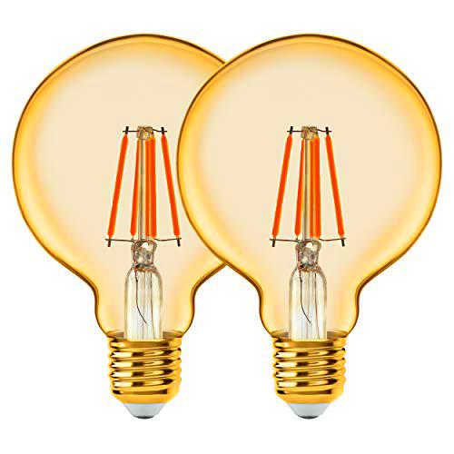 EGLO Juego de 2 bombillas LED E27, 2 bombillas vintage ámbar