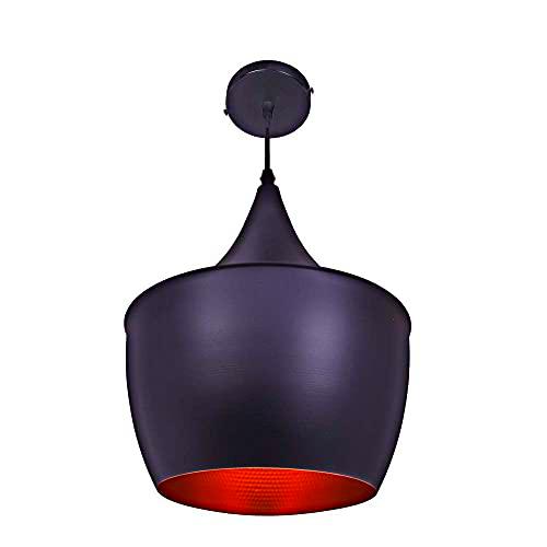 JANDEI - Pack De 3 Lámparas Vintage Colgante Negras Y Doradas + 3 Bombillas Filamento Led Doradas G125 6W E27 Luz Cálida 2700K