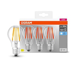 OSRAM LED Classic A100, lámparas LED de filamento transparente de vidrio para E27