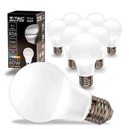 V-TAC 10x Bombillas LED E27, Edison - A60 - 8,5W (Equivalente a 60W)