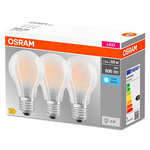OSRAM LED Classic A60, lámparas LED de filamento esmerilado de vidrio para E27
