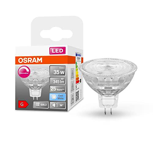 OSRAM Lámpara reflectora Superstar, GU5.3 base, vidrio transparente ,Blanco cálido (2700K)
