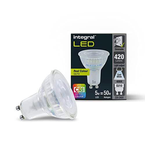 Integral bombilla LED color auténtico pack de 10 GU10 regulable blanco frío