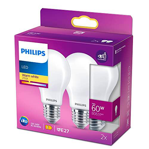 Philips - Bombilla LED Cristal, 60W,E27, Estándar, Mate