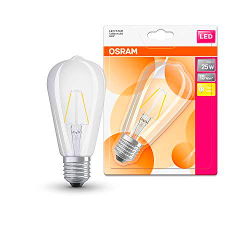 Osram Retrofit Classic St Lámpara LED E27, 2 W, Blanco