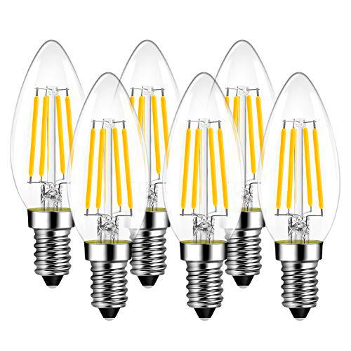 LVWIT Bombillas Vela de Filamento LED E14 (Casquillo Fino)