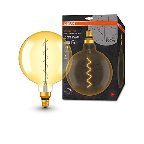 OSRAM Lámpara LED Vintage 1906 dorada, 4,8 W, 400 lm