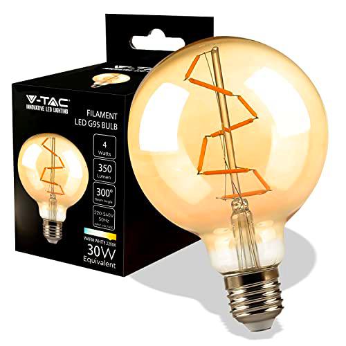 V-TAC Bombilla LED de Filamento Ambar E27-4W (Equivalente a 30W)