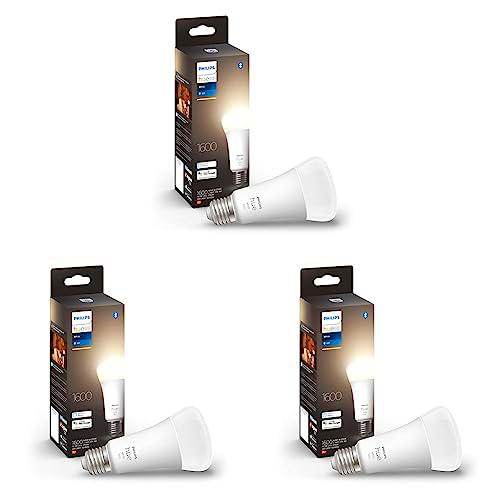 Philips Hue - Bombilla LED Inteligente, A60 E27, Luz Blanca Cálida Regulable, 9.5W (Eq