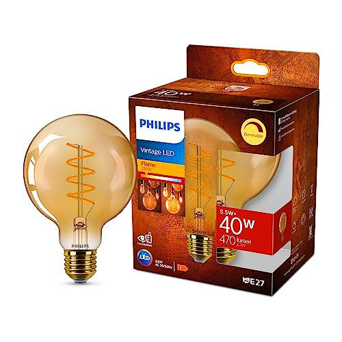 Philips Bombilla LED Vintage Ámbar Tipo Globo G95, Casquillo E27 5.5W