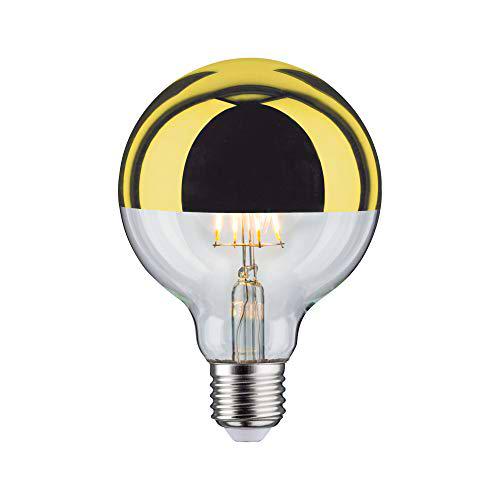 Paulmann 28675 lámpara LED filamento G95 6 vatios bombilla cúpula espejo oro 2700 K blanco cálido regulable E27
