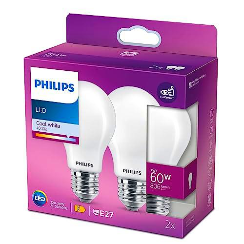 Philips - Bombilla LED cristal 60W estándar E27 luz blanca fría