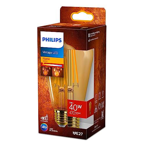 Philips Bombilla LED Vintage Ámbar Tipo Edison, Casquillo E27 7W