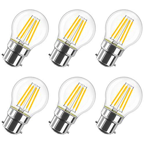LVWIT 6 Unidades B22 Bombillas Golf G45 Filamento LED Retro Vintage
