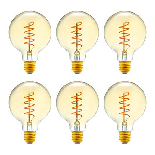 Amazon Basics Bombilla LED vintage E27 de, G93, 4 W (equivalente a 25 W)
