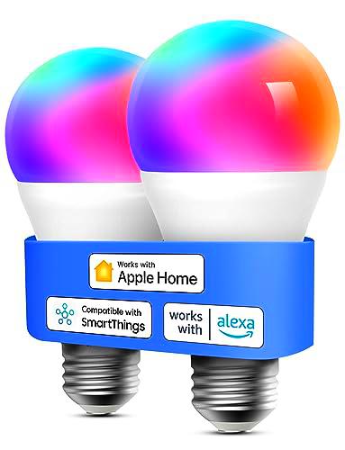 meross Bombilla Inteligente WiFi, Bombilla LED Multicolor RGBWW