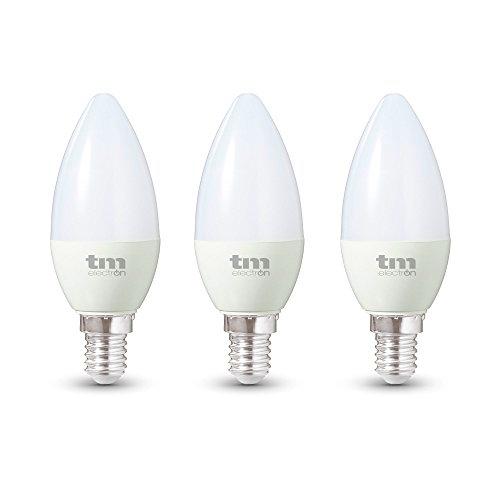 TM Electron Bombillas De Vela LED E14, 6 W, Blanco Cálido, 3 Unidades