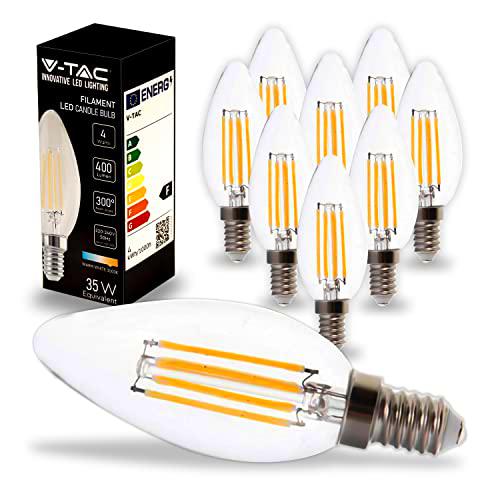 V-TAC 10x Bombillas LED e14 Filamento - 4W (Equivalente a 35W)