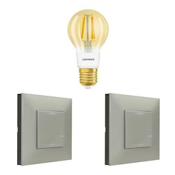 Legrand 199223 - Extension Pack Valena Next con Netatmo: 2 Comandos Inalámbricos de iluminación + 1 Bombilla Inteligente E27 Vintage/Aluminio