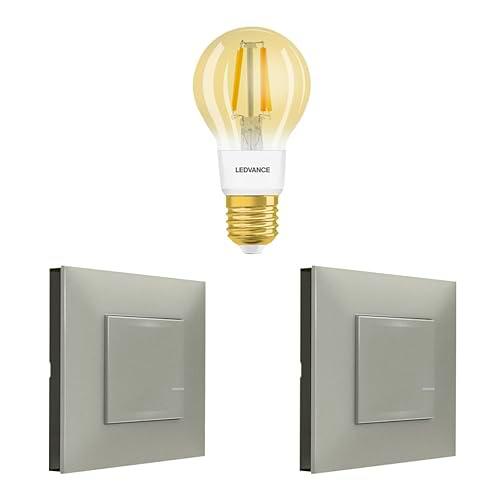 Legrand 199223 - Extension Pack Valena Next con Netatmo: 2 Comandos Inalámbricos de iluminación + 1 Bombilla Inteligente E27 Vintage/Aluminio
