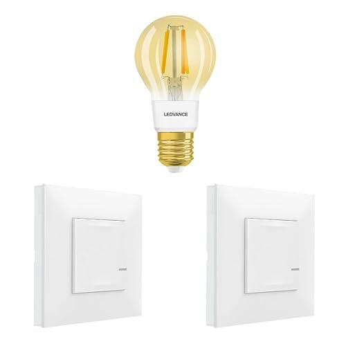 Legrand 199222 - Extension Pack Valena Next con Netatmo: 2 Comandos Inalámbricos de iluminación + 1 Bombilla Inteligente E27 Vintage/Blanco