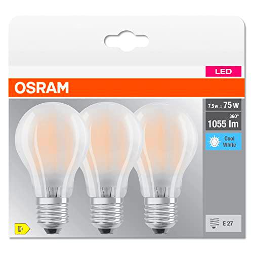 OSRAM LED Classic A75, lámparas LED de filamento esmerilado de vidrio para E27
