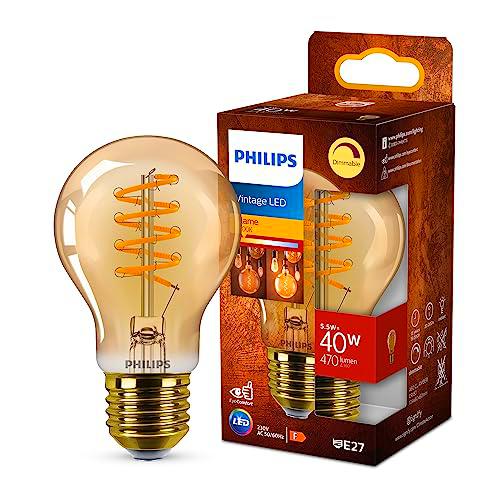 Philips Bombilla LED Vintage Ámbar Tipo A60, Casquillo E27 5.5W