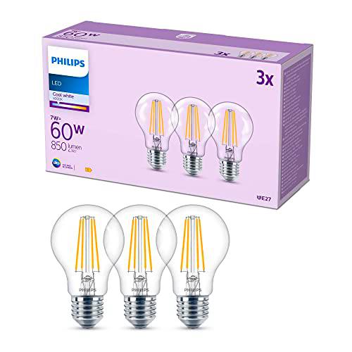 Philips - Bombilla LED clásica transparente 7W (Eq