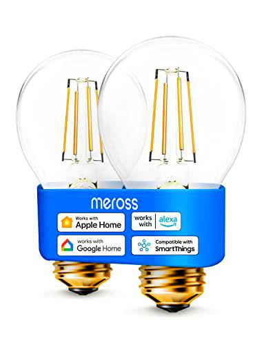 meross Bombilla Inteligente Alexa E27 - Bombilla WiFi Regulable Vintage Edison 6W Equivalente a 60W Hue White Compatible con HomeKit Siri