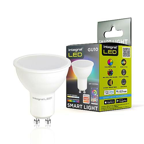 Integral Paquete de 4 bombillas LED inteligentes GU10 regulables que cambian de color