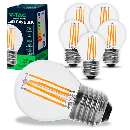 V-TAC 6x Bombillas LED Filamento G45 E27-4W (Equivalente a 35W)
