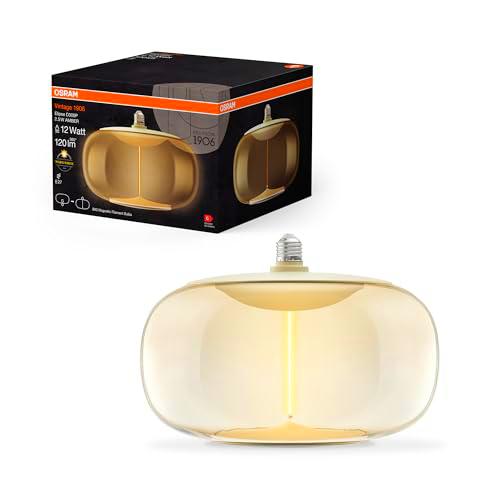 OSRAM Vintage 1906 Big Elipse, lámpara LED decorativa con cristal color ámbar