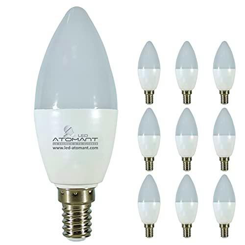 LED ATOMANT Pack 10x Bombilla LED E14 Vela C37 9W, Color Blanco Frio (6500K)