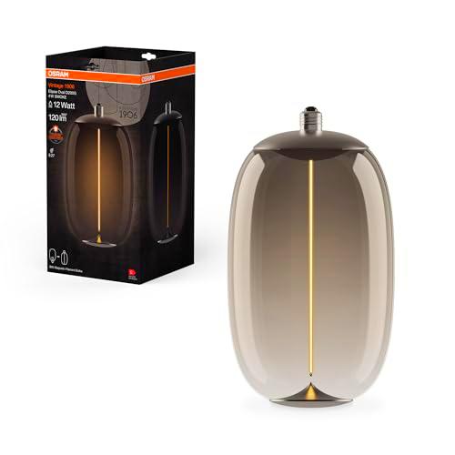 OSRAM Vintage 1906 Big Elipse Oval, lámpara LED decorativa con cristal color humo,con filamento delgado y magnético