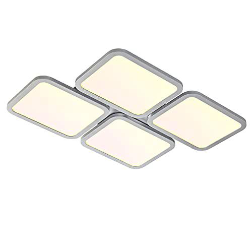 WOFI Lámpara de Techo, 30 W, Reev, Silberfarbig