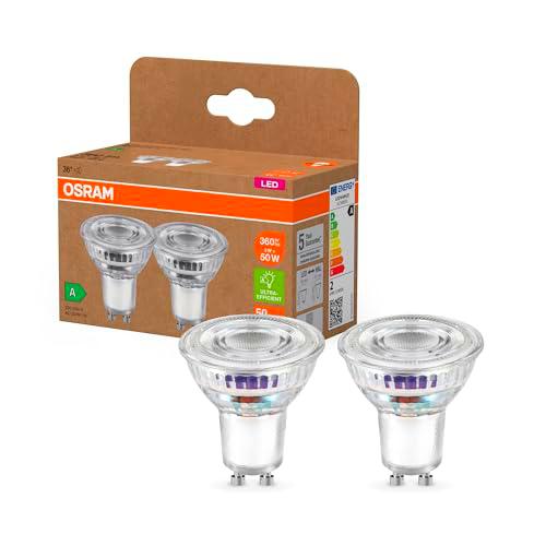 OSRAM Energy Class PAR16 con 2 W, 360 lm, blanco cálido (2700 K) de vidrio transparente sin plomo con casquillo GU10 en A